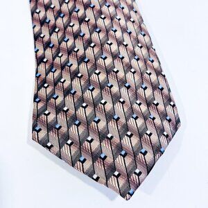 BOULEVARD CLUB Beige & Blue Silk Tie | Classic‎ Office Formal Accessory *